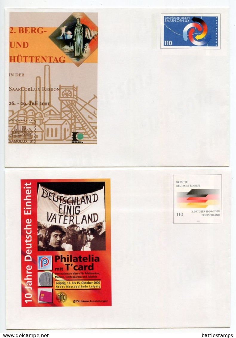 Germany 1997-2001 11 Mint Postal Envelopes Mostly With Illustrated Cachets For Philatelic Exhibitions - Covers - Mint