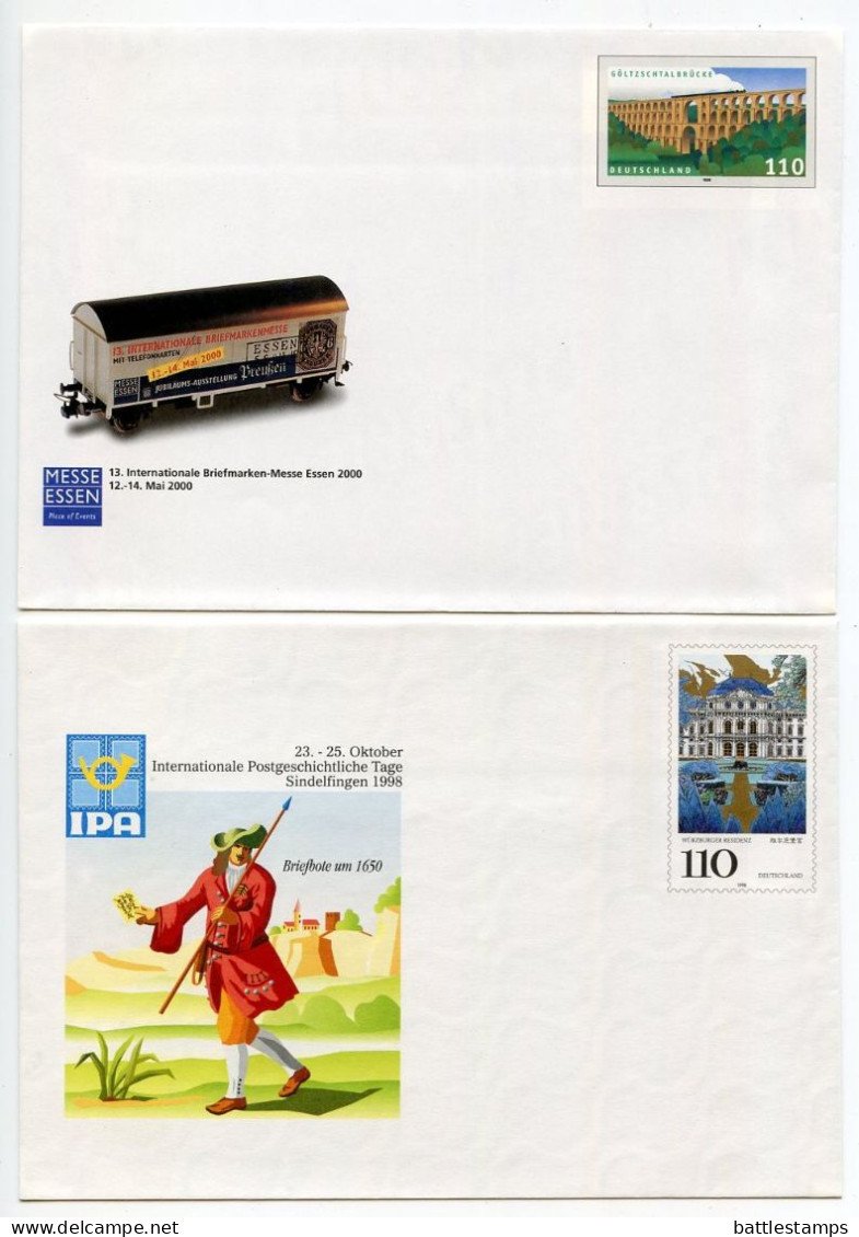 Germany 1997-2001 11 Mint Postal Envelopes Mostly With Illustrated Cachets For Philatelic Exhibitions - Covers - Mint