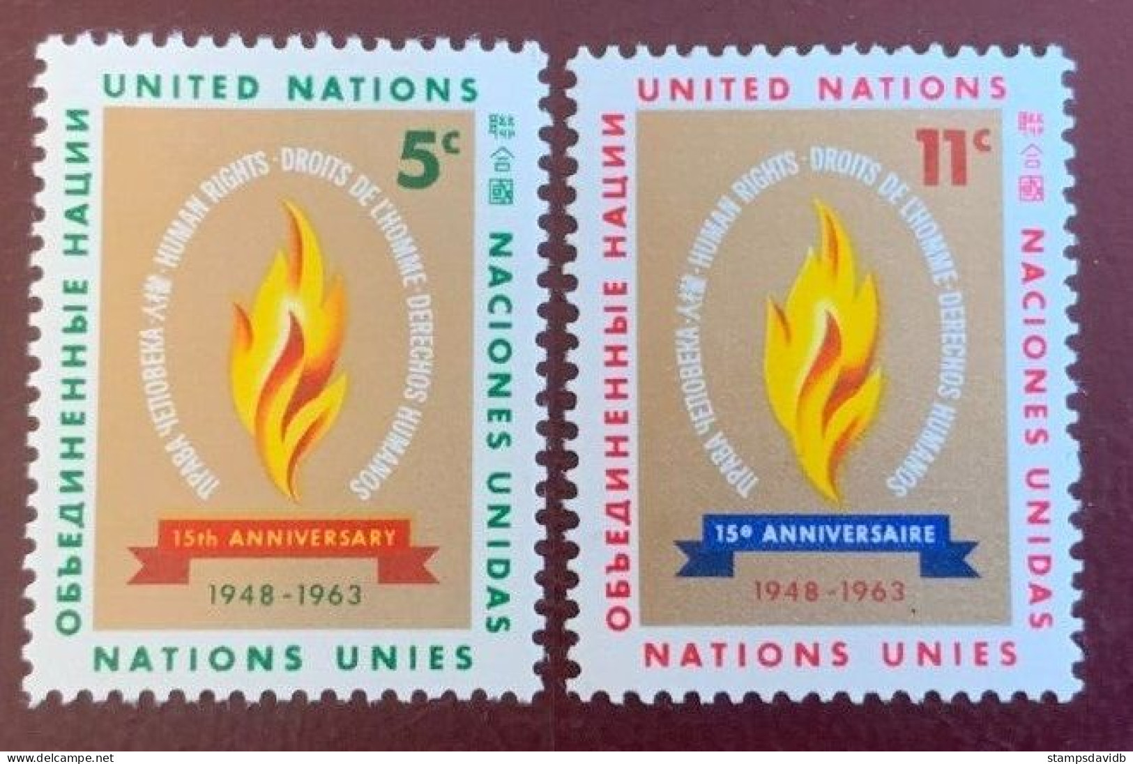 1963 UN New York 136-137 Universal Declaration Of Human Rights - Unused Stamps