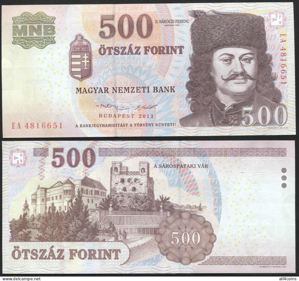 Hungary 500 Forint. 2013 Unc. Banknote Cat# P.196e - Hungary