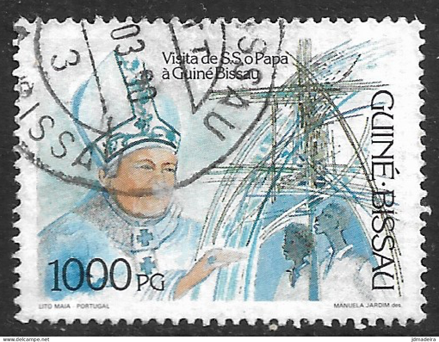 GUINE BISSAU – 1990 Pope Visit 1000PG Used Stamp - Guinea-Bissau