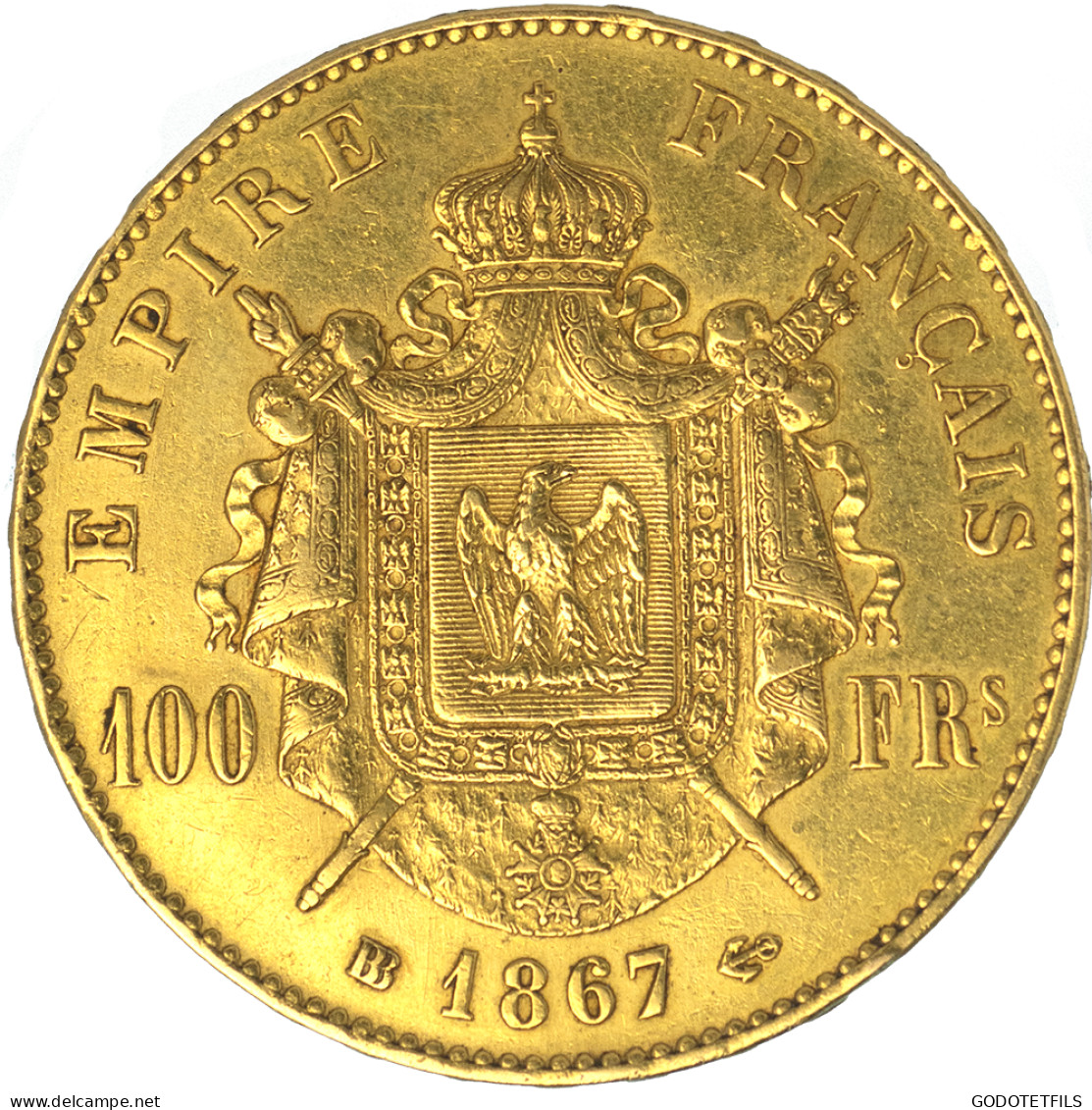 Second-Empire-100 Francs Napoléon III Tête Laurée 1867 Strasbourg - 100 Francs (goud)