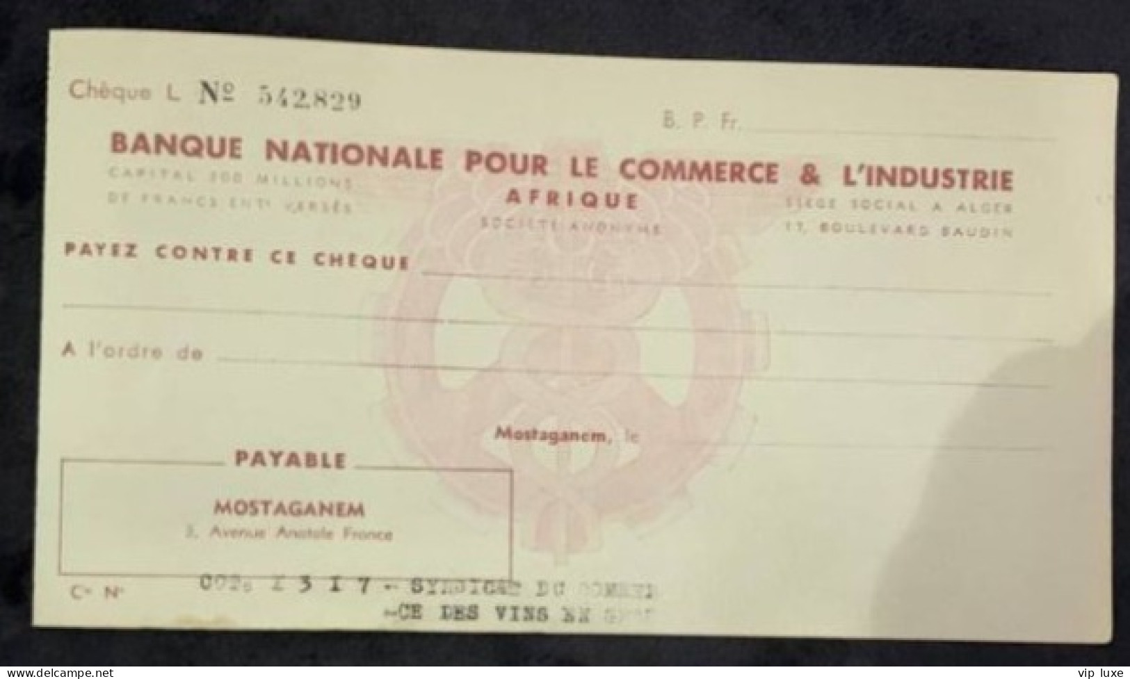 Banque Nationale Pour Le Commerce Et L'industrie Afrique - Cheques & Traveler's Cheques