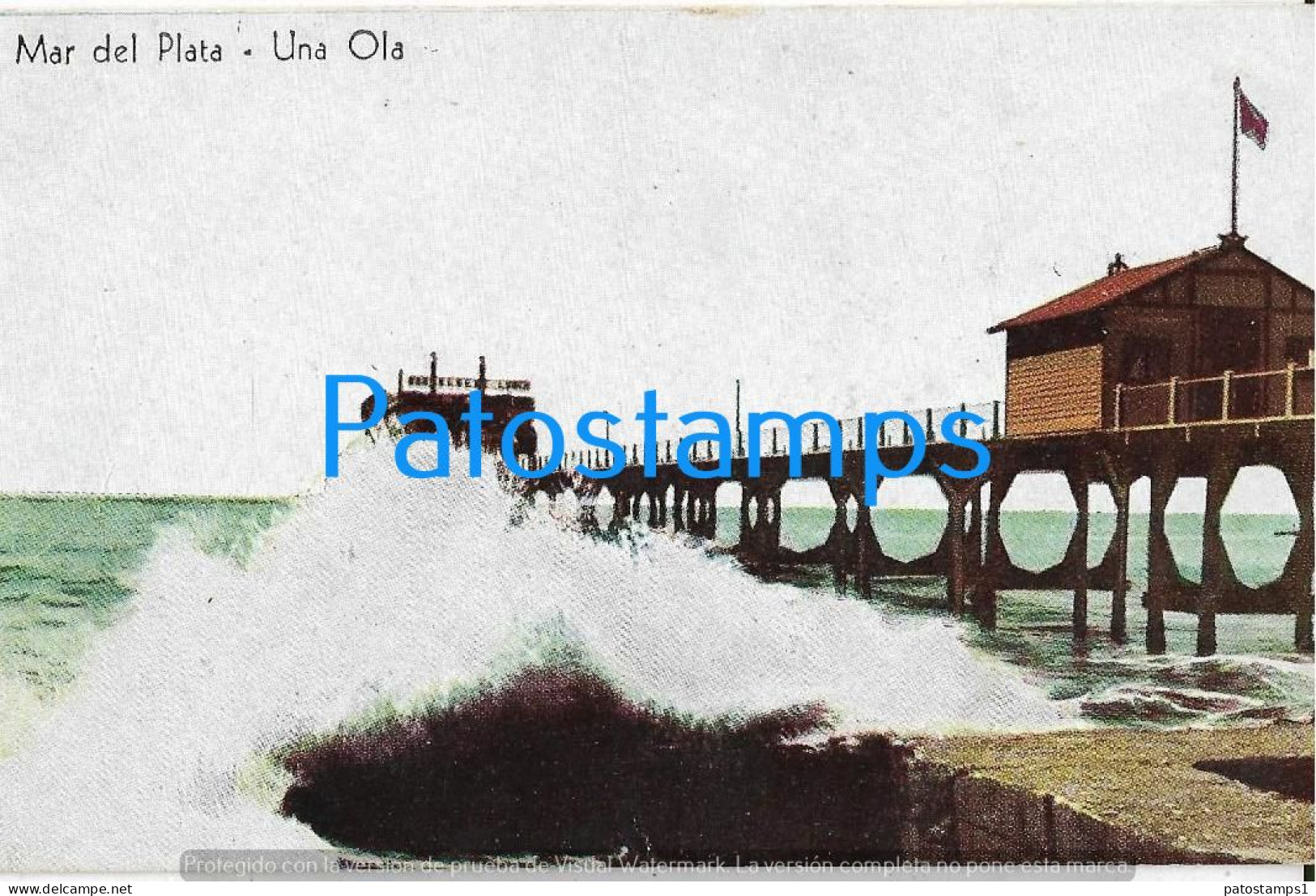 225760 ARGENTINA MAR DEL PLATA VISTA DEL MAR UNA OLA & MUELLE ED FALCO Nº 24 POSTAL POSTCARD - Argentine