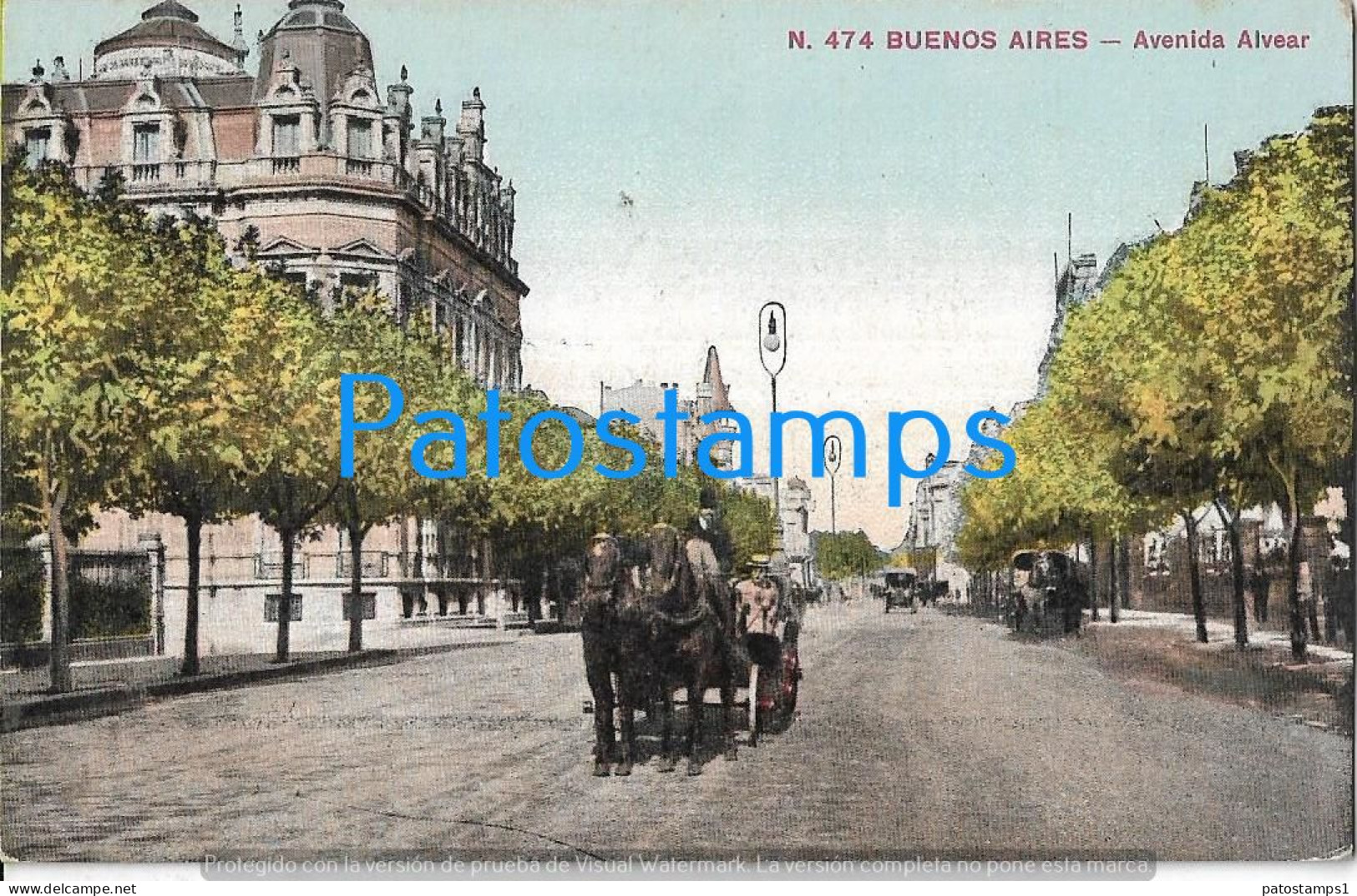 225775 ARGENTINA BUENOS AIRES AVENIDA ALVEAR & CARRIAGE A HORSE POSTAL POSTCARD - Argentine