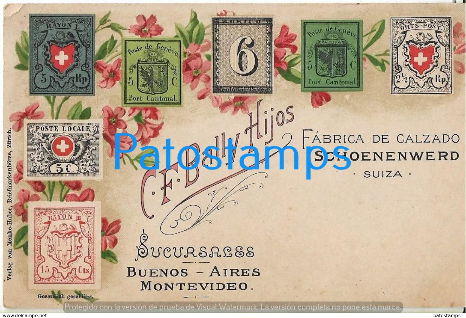 225776 ARGENTINA BUENOS AIRES - MONTEVIDEO PUBLICITY FABRICA DE CALZADO SCHOENENWERD SWITZERLAND POSTAL POSTCARD - Argentine