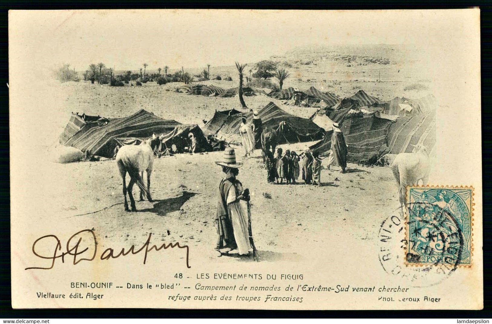 A68  ALGERIE CPA BENI-OUNIF  - CAMPEMENT DE NOMADES VENANT CHERCHER REFUGE AUPRES DES TROUPES FRANCAISES - Collezioni E Lotti