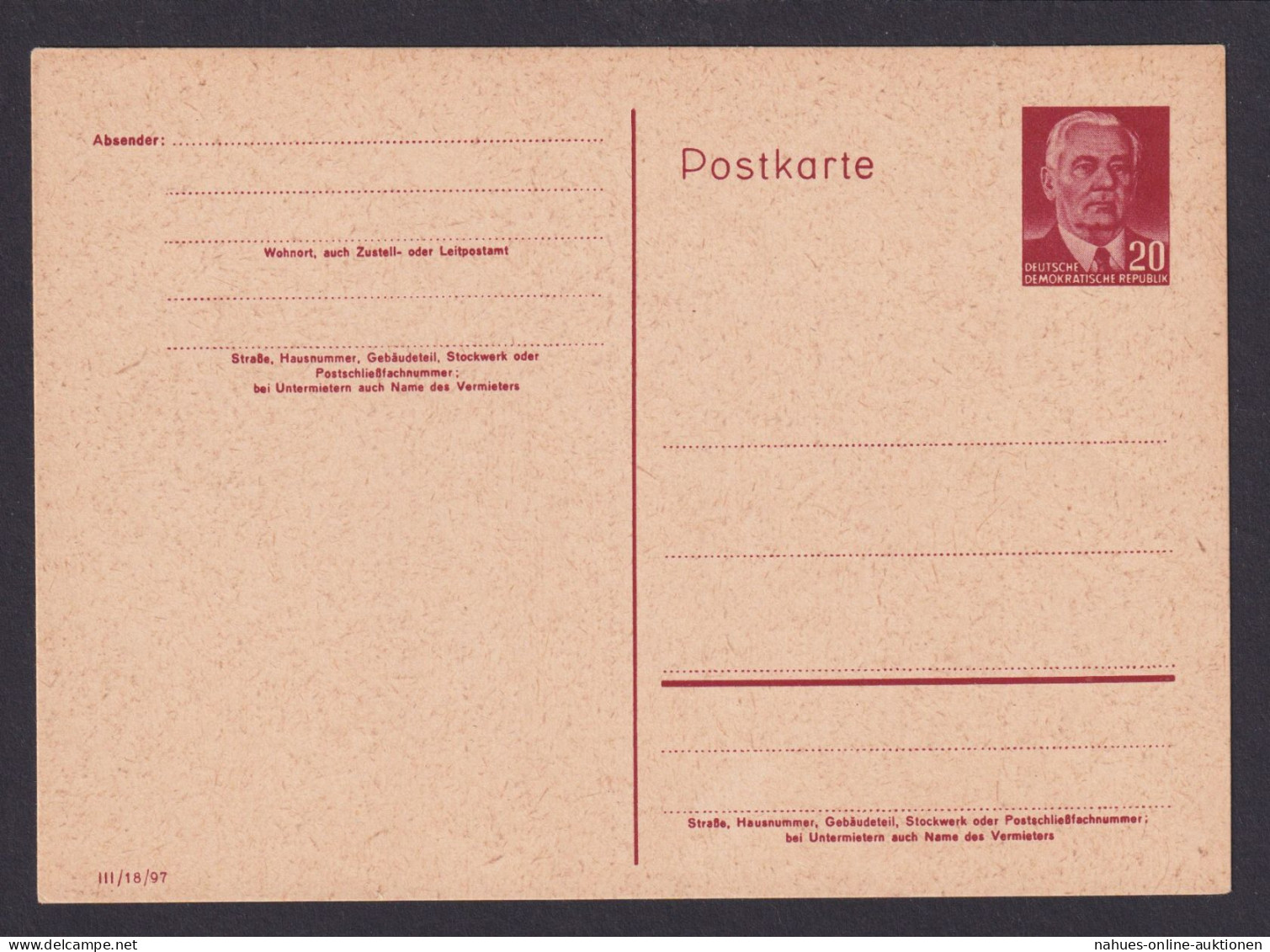 DDR Ganzsache P 69 Pieck 20 Pfg. Kat.-Wert 35,00 - Postkarten - Gebraucht