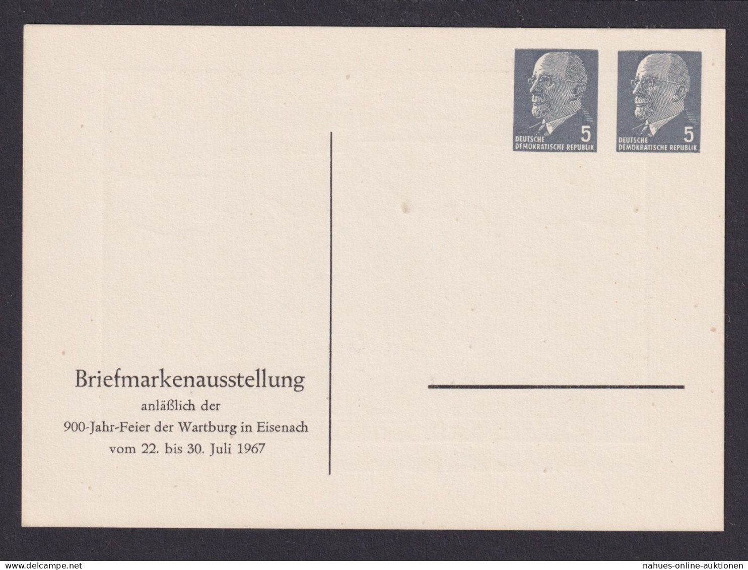 DDR Privatganzsache 2x5 Pfg Ulbricht Philatelie Wartburg Eisenach Briefmarken - Postales - Usados