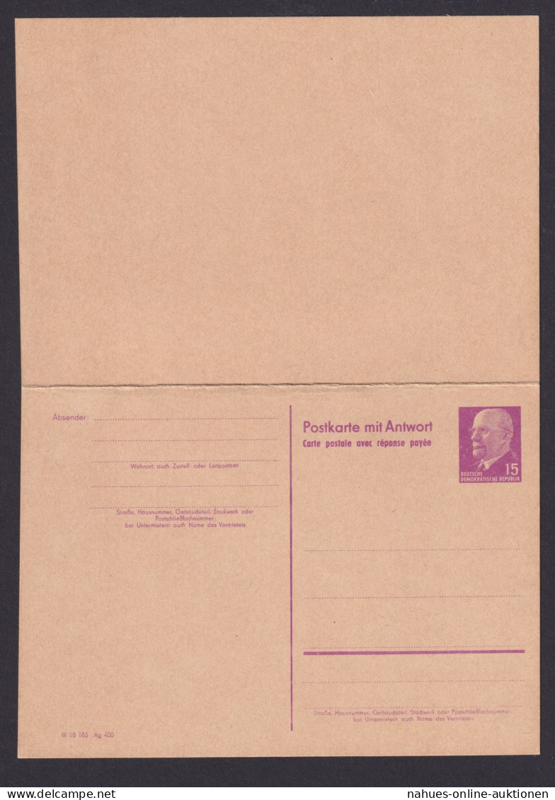 DDR Ganzsache P 78 Ulbricht Frage Und Antwort Kat.-Wert 50,00 - Postcards - Used