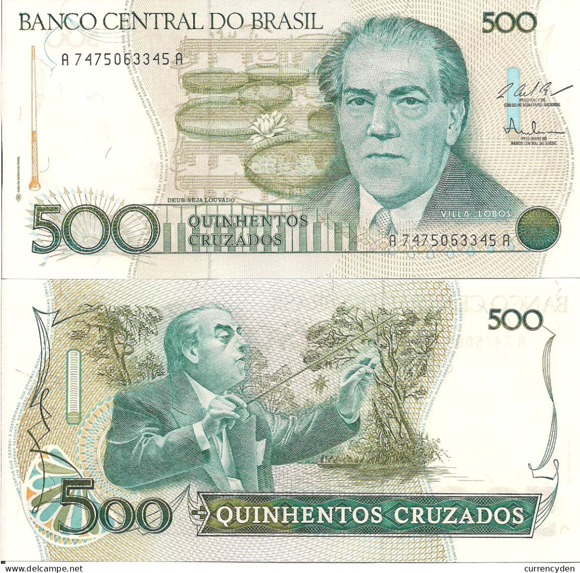 Brazil P212c, 100 Cruzados, Conductor Heitor Villa Lobos On Both Sides UNC 1988 - Brasile