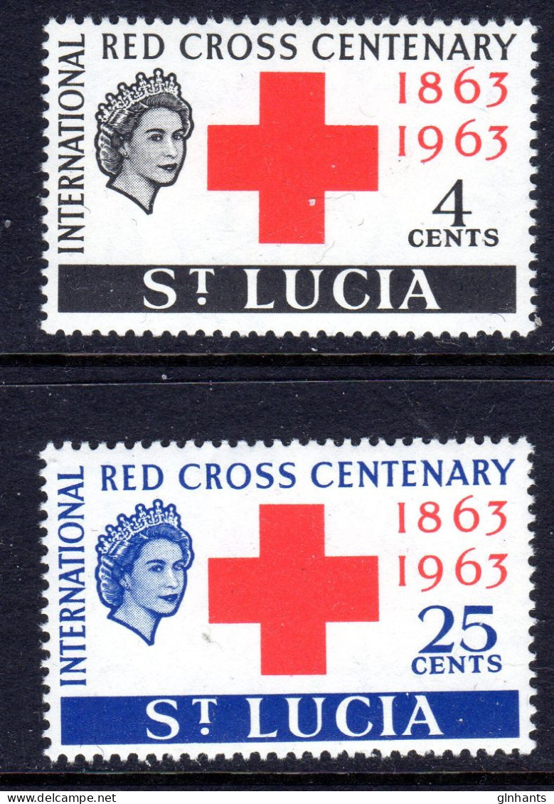 SAINT LUCIA - 1963 RED CROSS ANNIVERSARY SET (2V) FINE MNH ** SG 195-196 - Ste Lucie (...-1978)