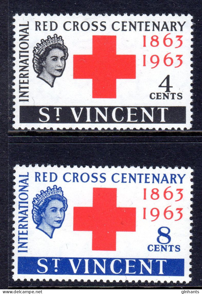 SAINT VINCENT - 1963 RED CROSS ANNIVERSARY SET (2V) FINE LIGHTLY MOUNTED MINT MM * SG 205-206 - St.Vincent (...-1979)