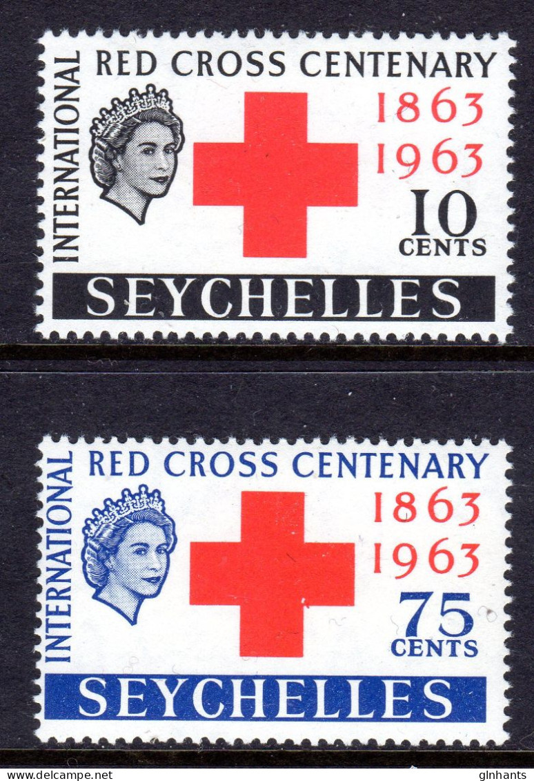 SEYCHELLES - 1963 RED CROSS ANNIVERSARY SET (2V) FINE MNH ** SG 214-215 - Seychelles (...-1976)