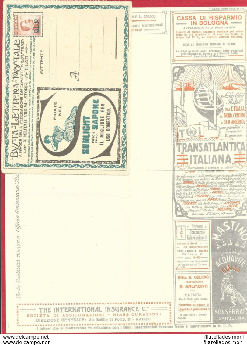 1921 REGNO, BLP N° 2  Su BUSTA SPECIALE NUOVA, COMPLETA - Stamps For Advertising Covers (BLP)