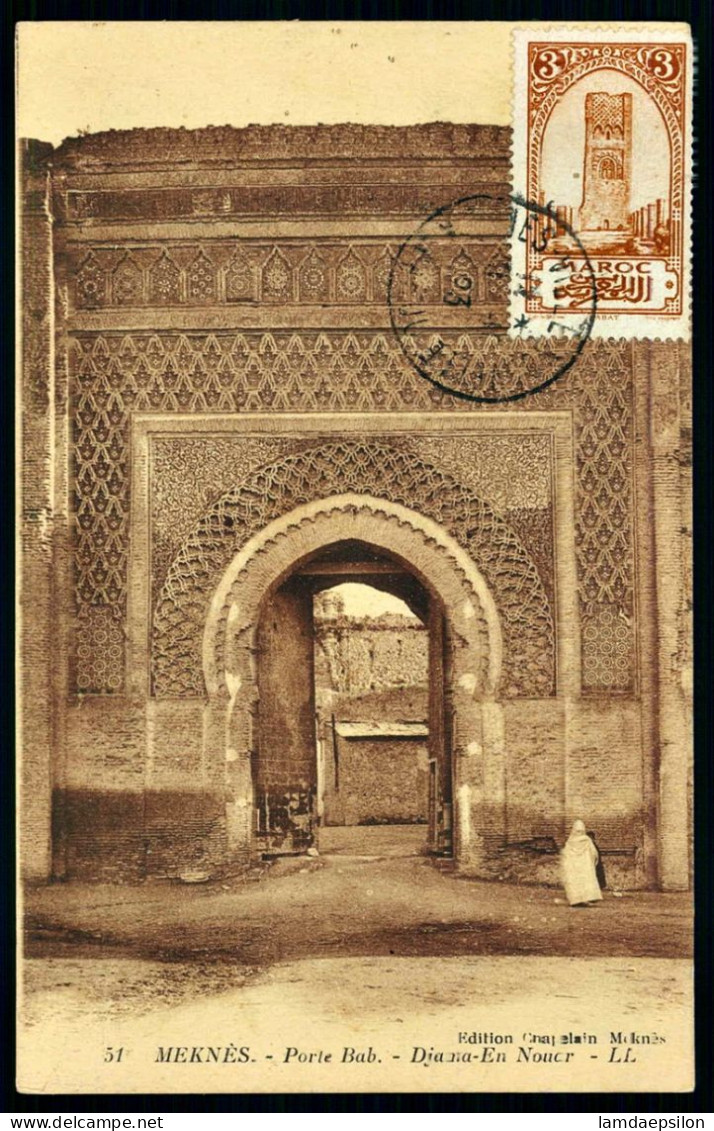 A68  MAROC CPA MEKNES - PORTE BAB , DJAMA ENNOUR - Collections & Lots