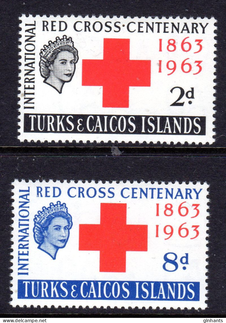 TURKS & CAICOS ISLANDS - 1963 RED CROSS ANNIVERSARY SET (2V) FINE MNH ** SG 255-256 - Turks & Caicos (I. Turques Et Caïques)