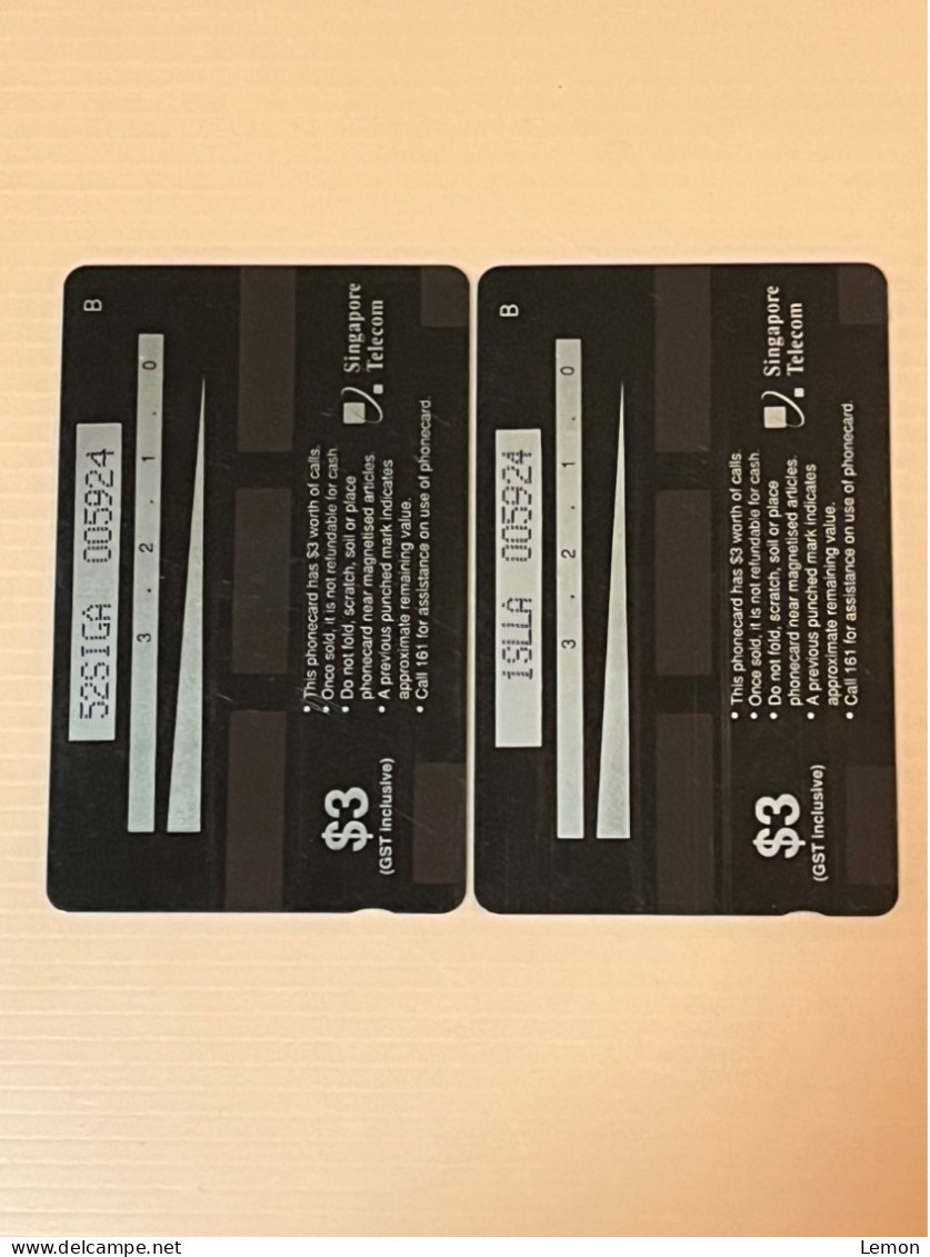 Singapore Telecom Singtel GPT Phonecard - King Of Pop Aaron Kwok & Leon Lai, Set Of 2 Used Cards - Singapore
