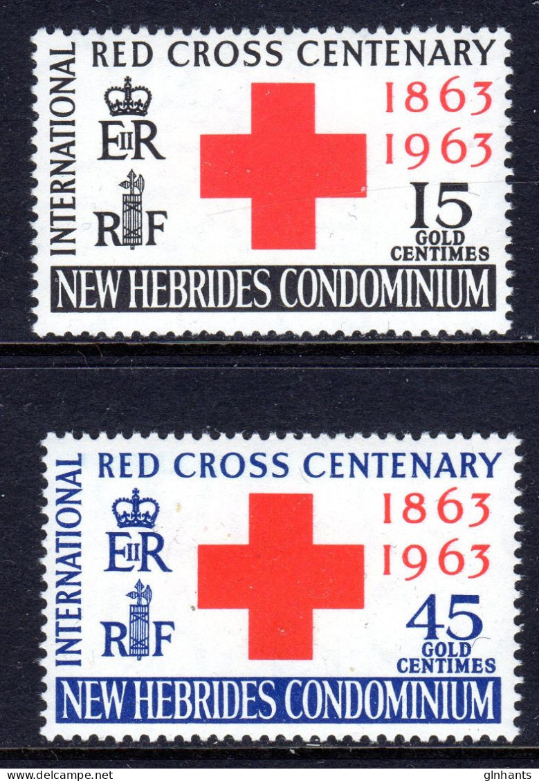 NEW HEBRIDES - 1963 RED CROSS ANNIVERSARY SET (2V) FINE LIGHTLY MOUNTED MINT MM * SG 96-97 - Nuevos