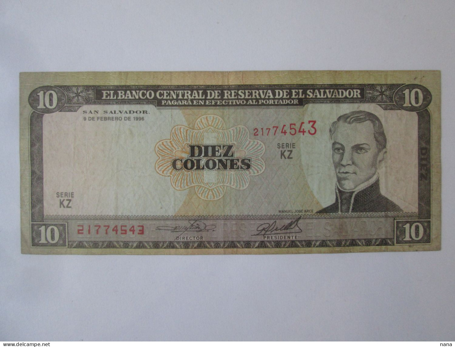 Rare! El Salvador 10 Colones 1996,see Pictures - El Salvador