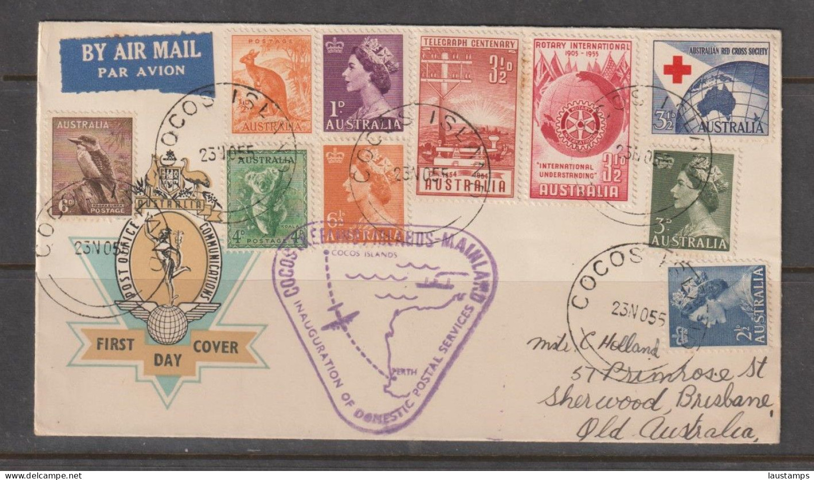 Cocos (Keeling) Islands First Day Transfered To Australia Administration Cover(Dated 23 Nov 55) - Kokosinseln (Keeling Islands)