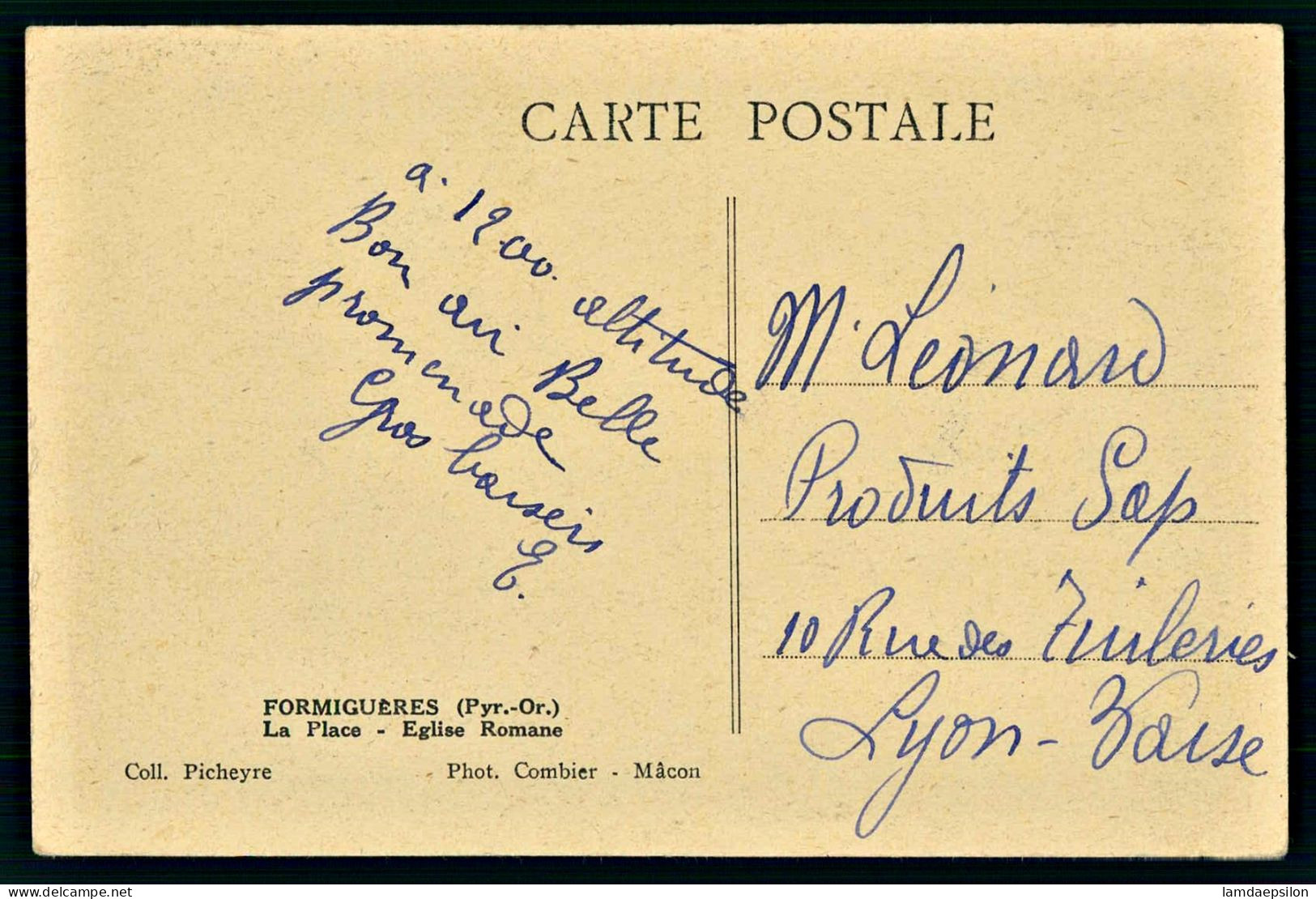 A69  FRANCE CPA FORMIGUERES - LA PLACE , EGLISE ROMANE - Collections & Lots