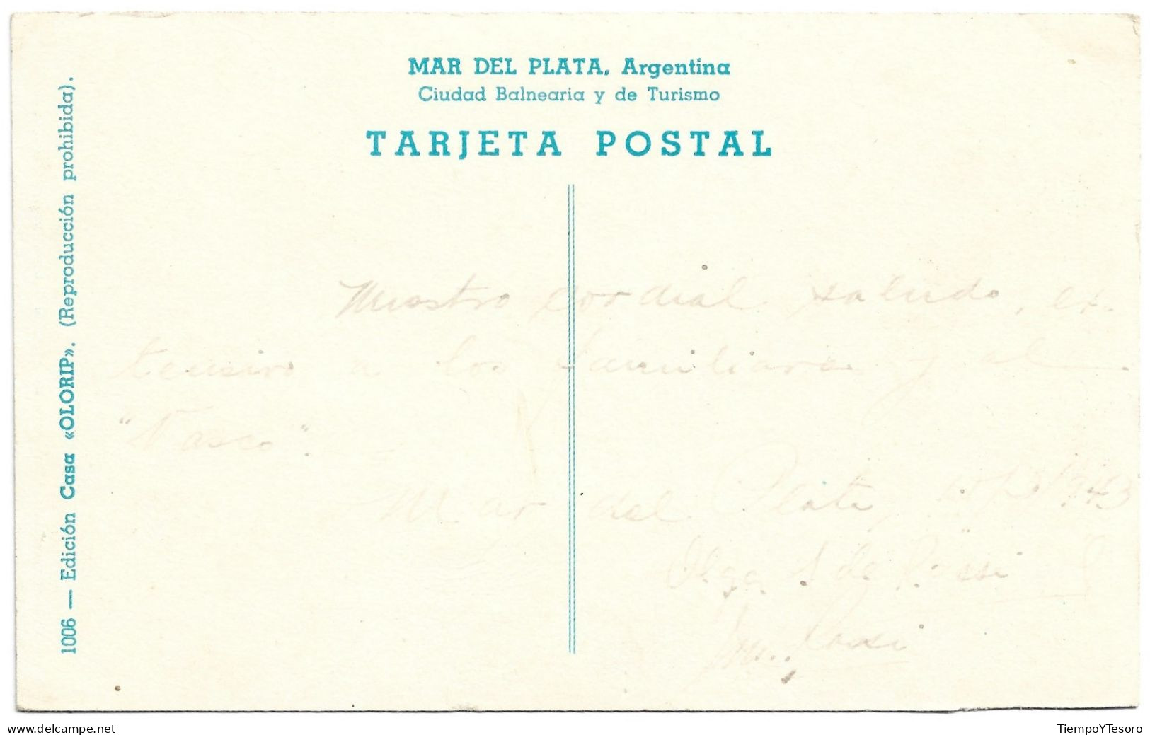 Postcard - Argentina, Mar Del Plata, Plaza Colón, N°1489 - Argentine