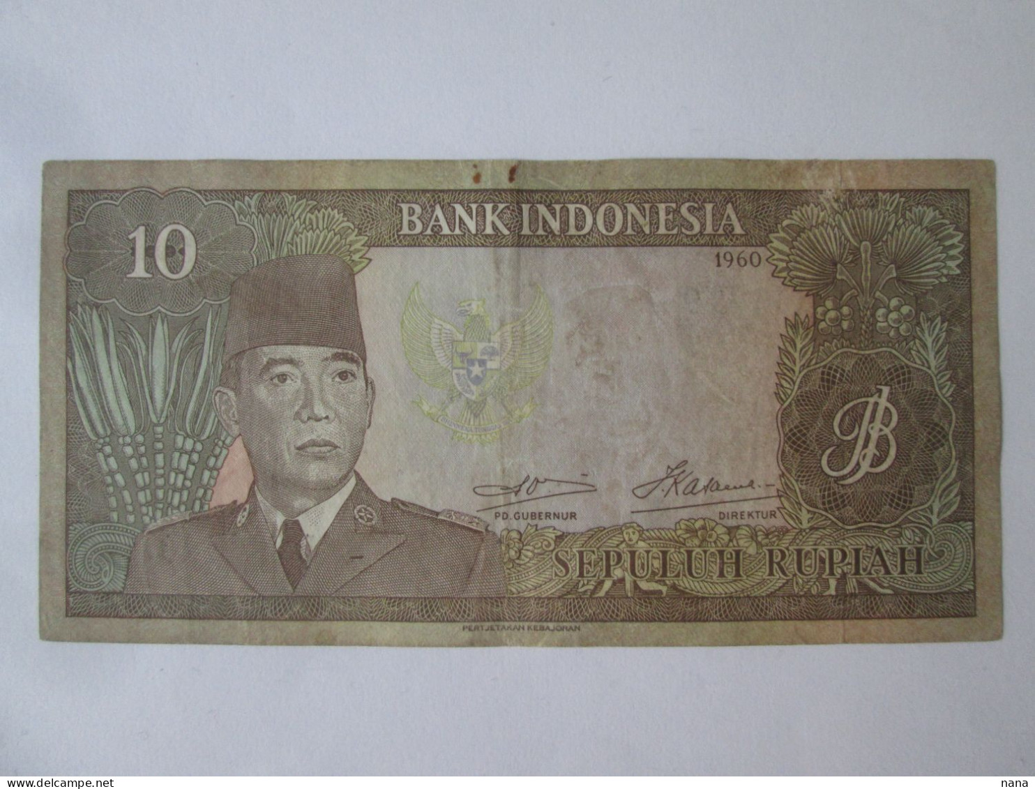 Indonesia 10 Rupiah 1960 Banknote See Pictures - Indonesia