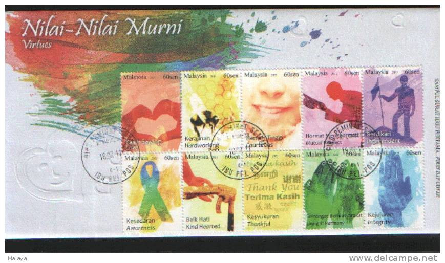 Malaysia FDC 2011 Set Virtues Reprint Rare Item - Malaysia (1964-...)