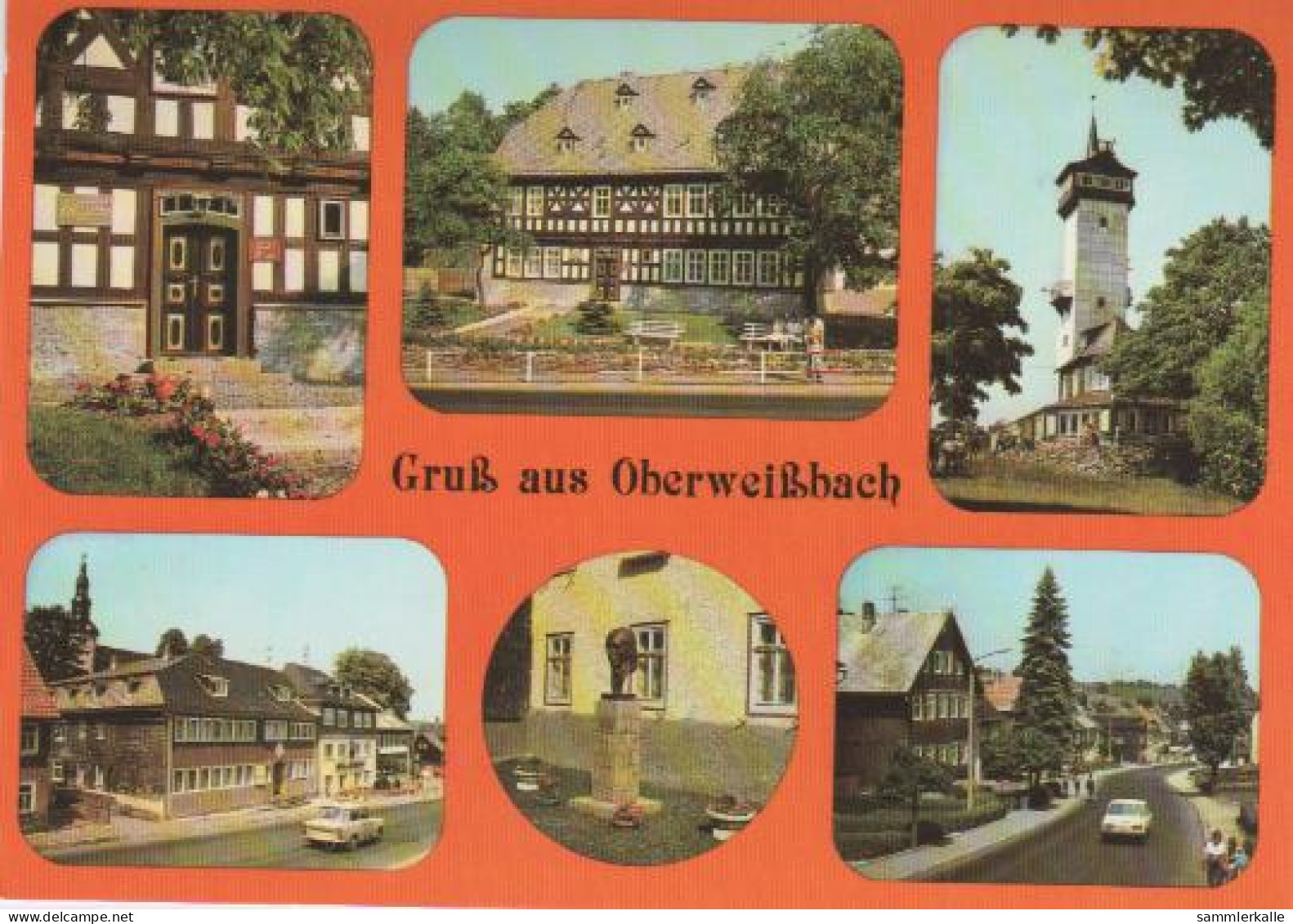 3127 - Oberweissbach - Fröbelmuseum-Portal, Fröbelmuseum, Fröbelturm, Markt Mit Gasthaus Zur Schenke Und Rathaus, - Oberweissbach