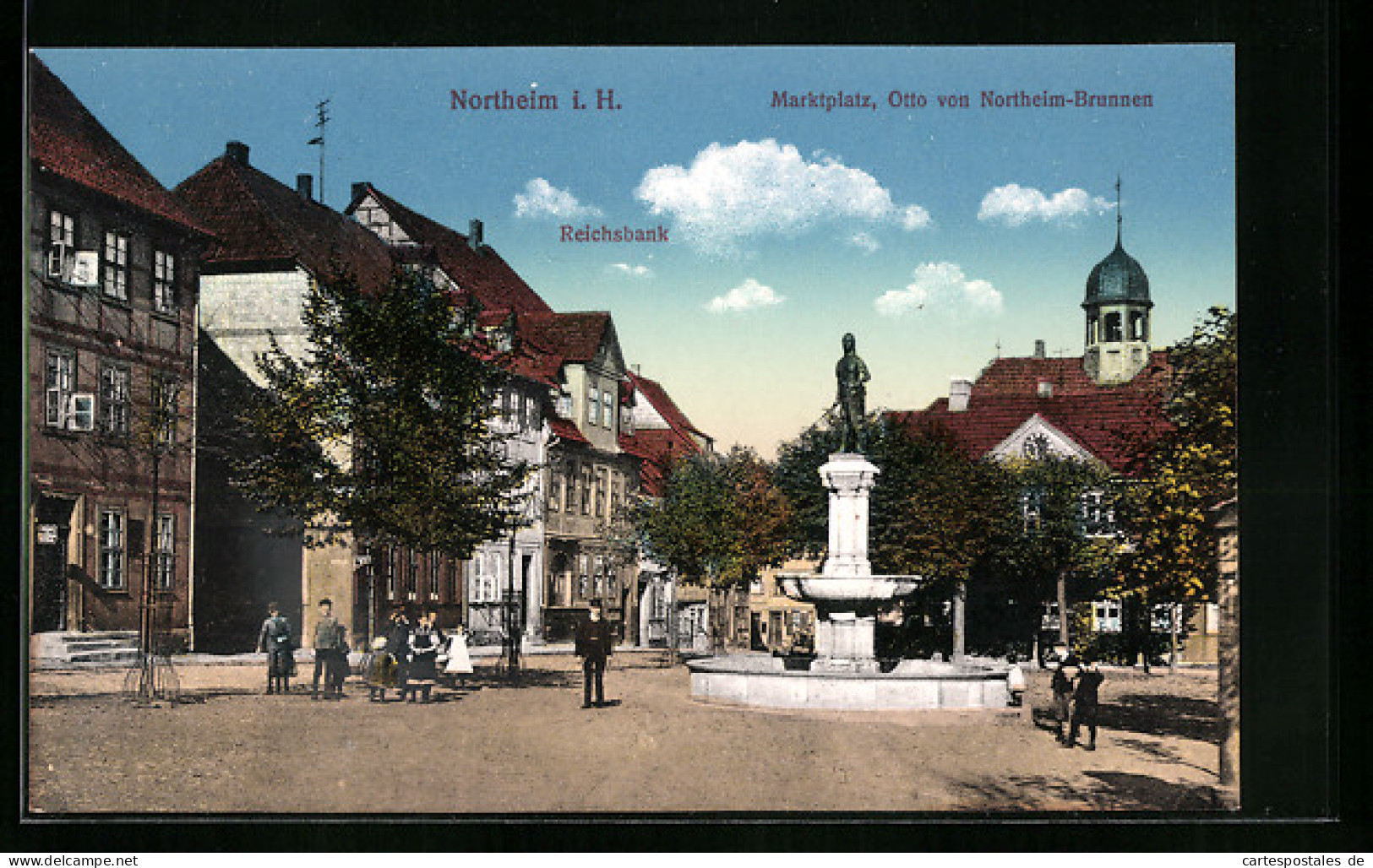 AK Northeim I. H., Marktplatz, Otto Von Northeim-Brunnen, Reichsbank  - Northeim