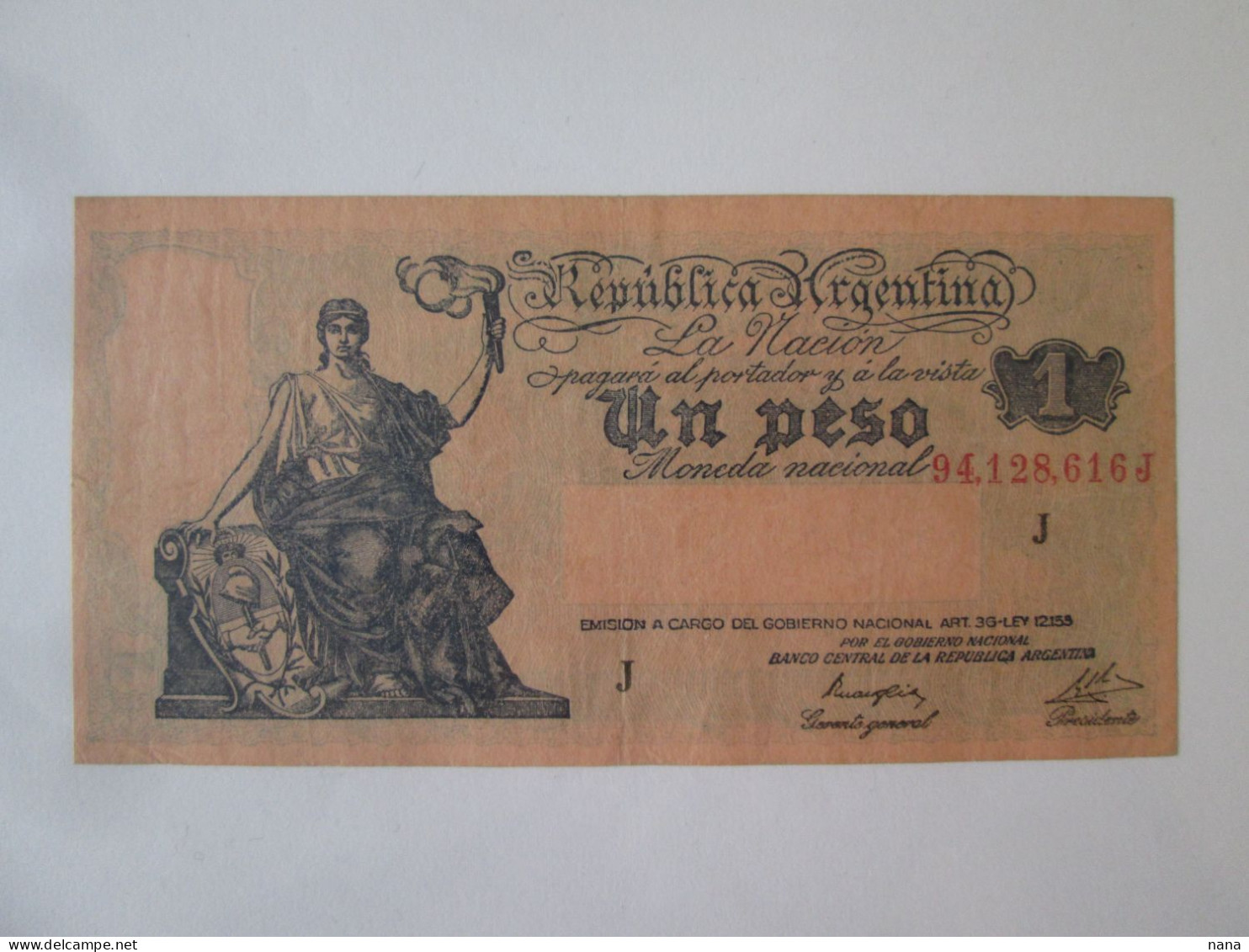 Argentina 1 Peso 1946 Banknote In Very Good Condition See Pictures - Argentine