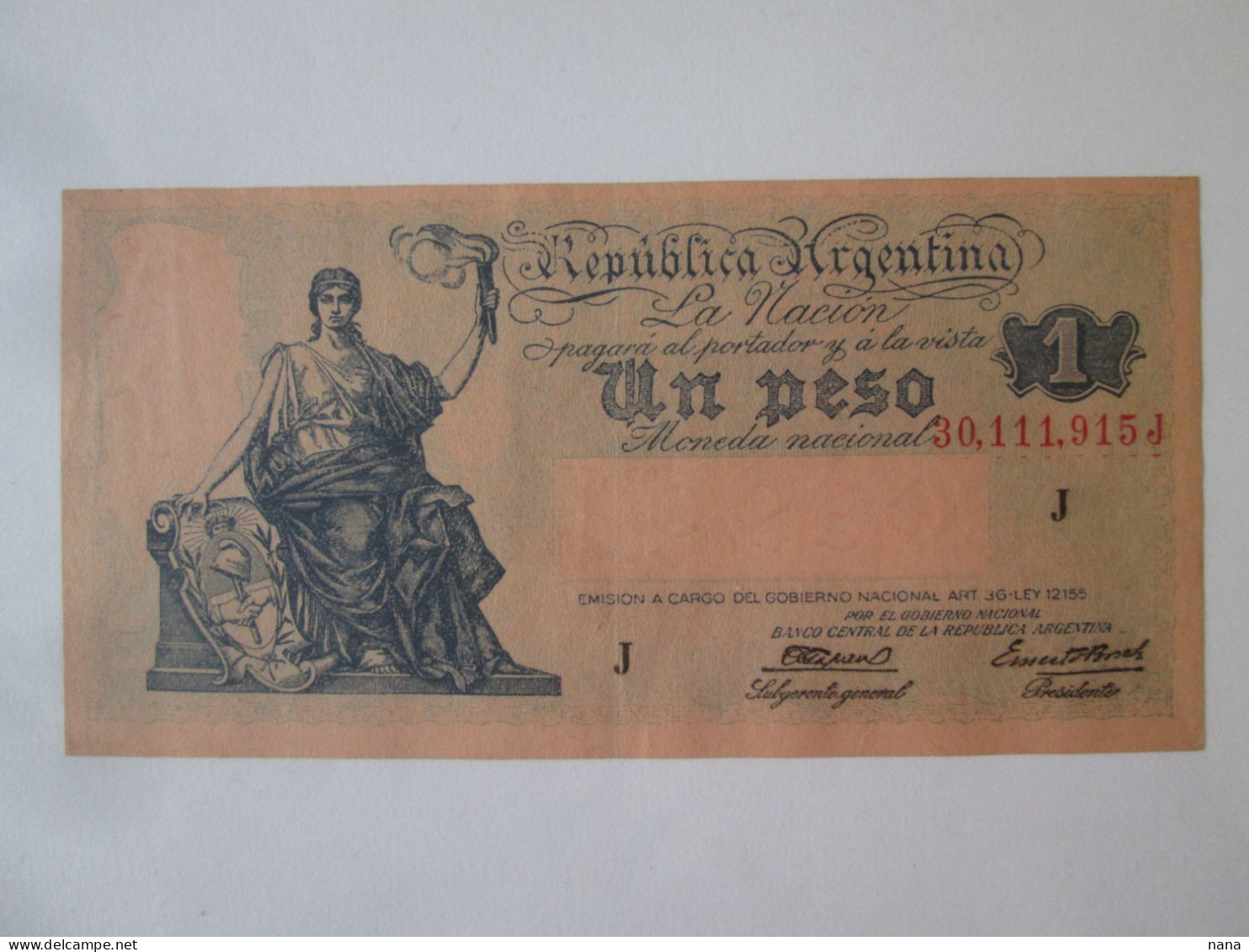 Argentina 1 Peso 1935 Banknote In Very Good Condition See Pictures - Argentina