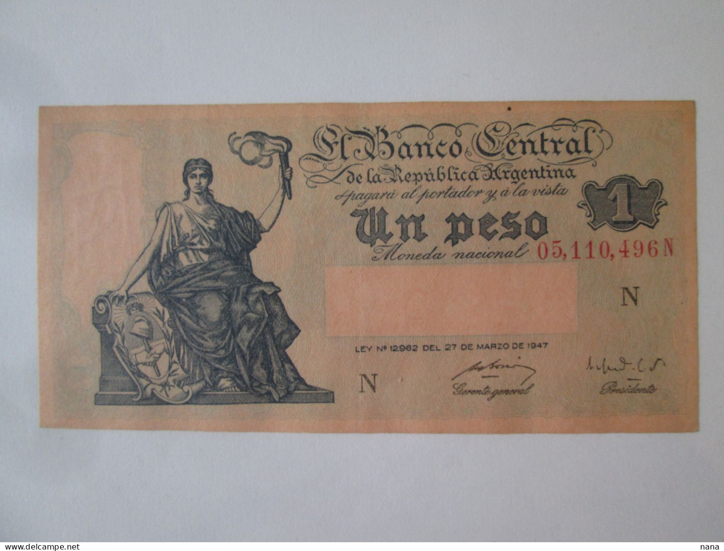 Argentina 1 Peso 1947 Banknote In Very Good Condition See Pictures - Argentinië