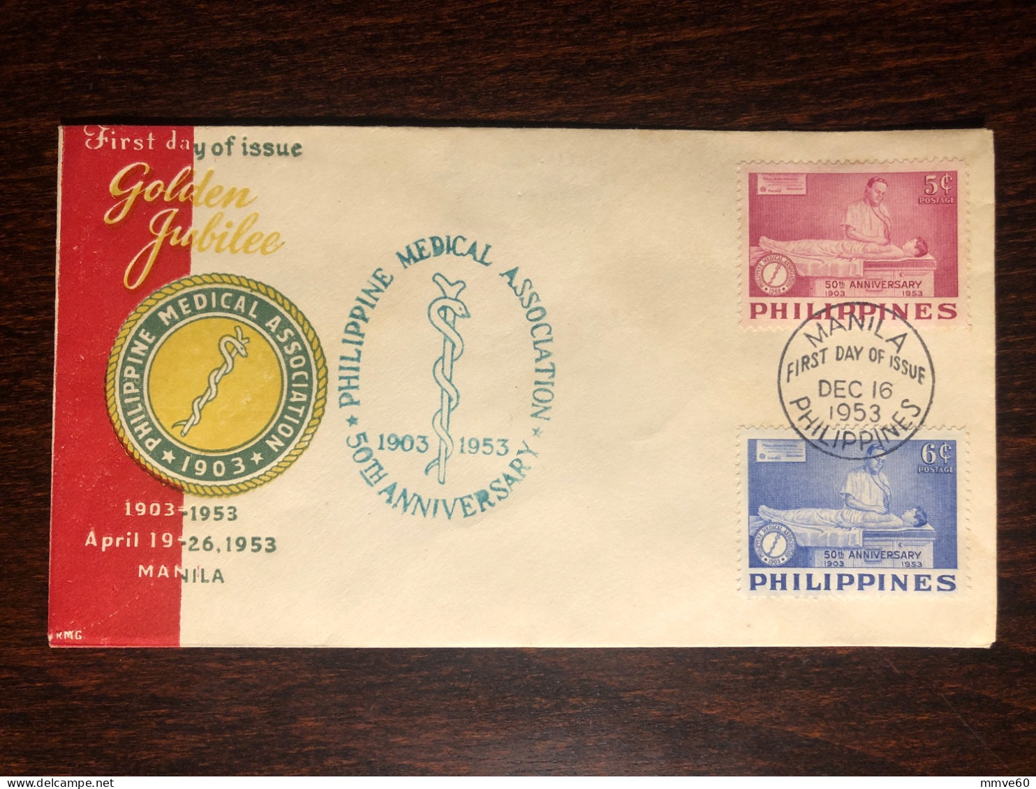 PHILIPPINES FDC COVER 1953 YEAR DOCTOR MEDICAL ASSOCIATION HEALTH MEDICINE STAMPS - Philippines