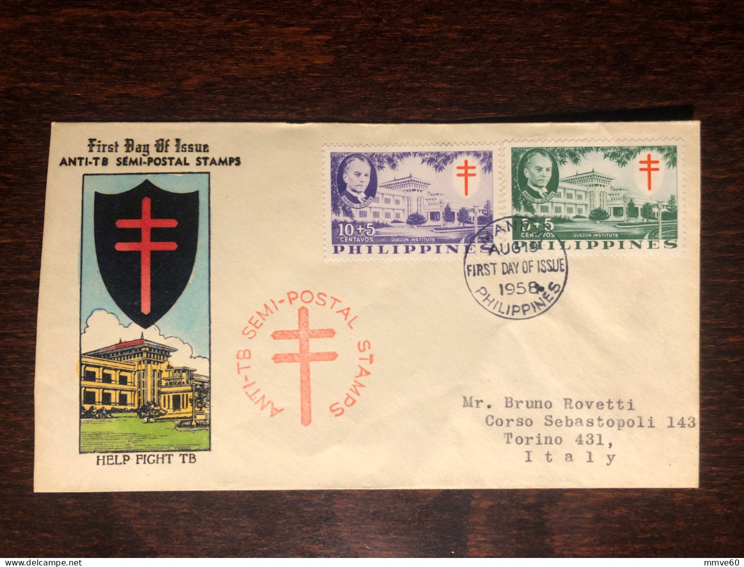 PHILIPPINES FDC COVER 1958 YEAR TUBERCULOSIS TB HEALTH MEDICINE STAMPS - Philippines