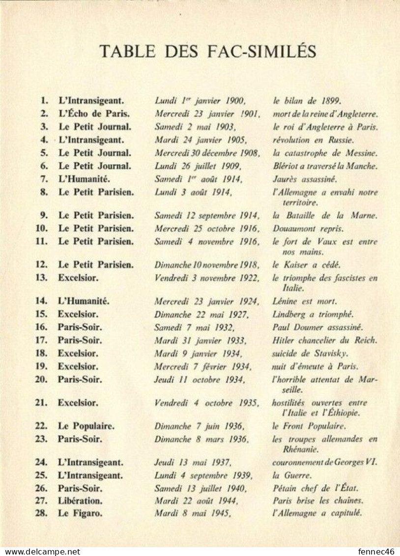 * L'Histoire à La Une 1er Janvier 1900- 7 Mai 1945- Librairie Jules Tallandier-Paris - Allgemeine Literatur