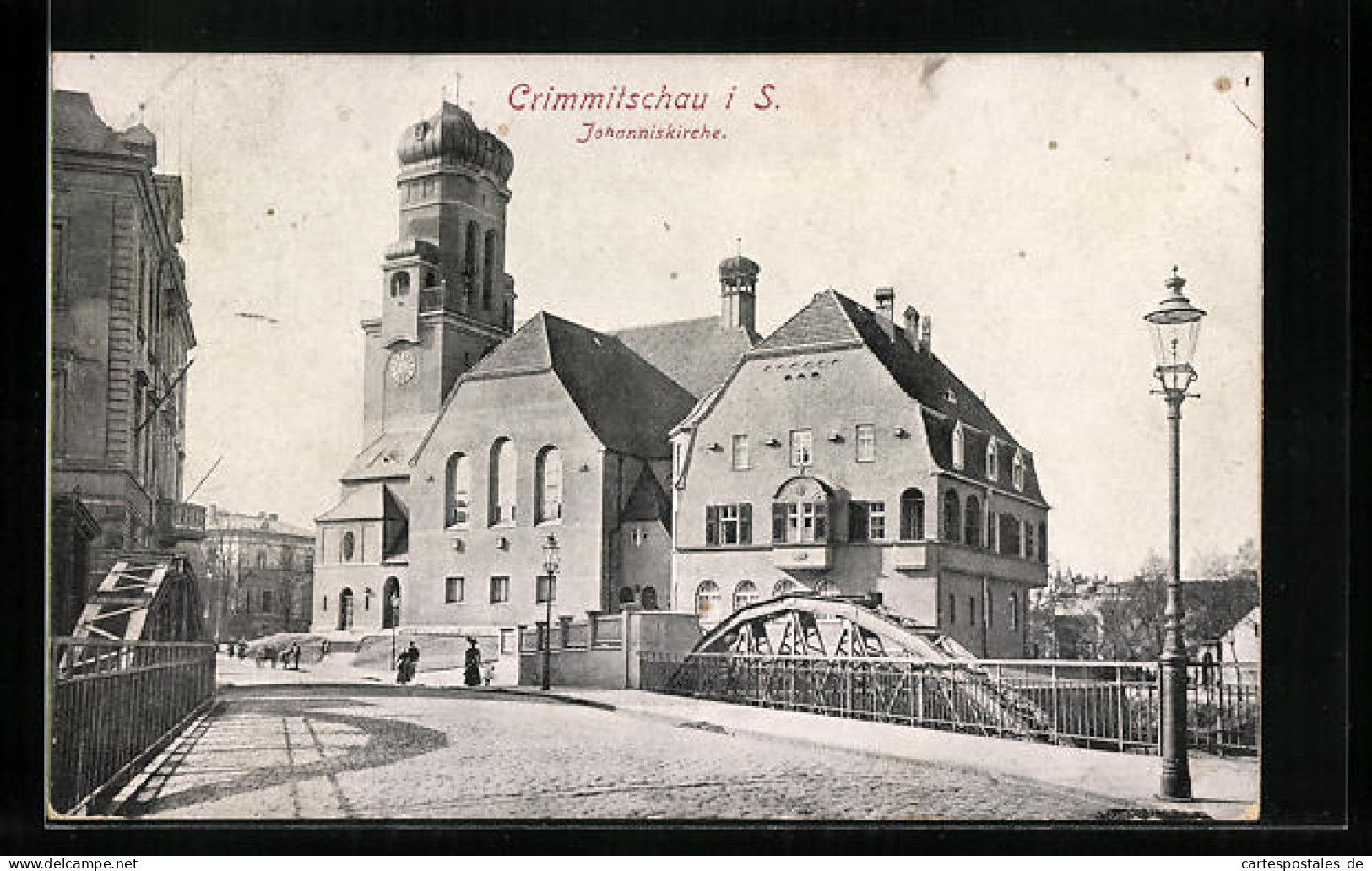 AK Crimmitschau I. S., Johanniskirche Mit Brücke  - Crimmitschau