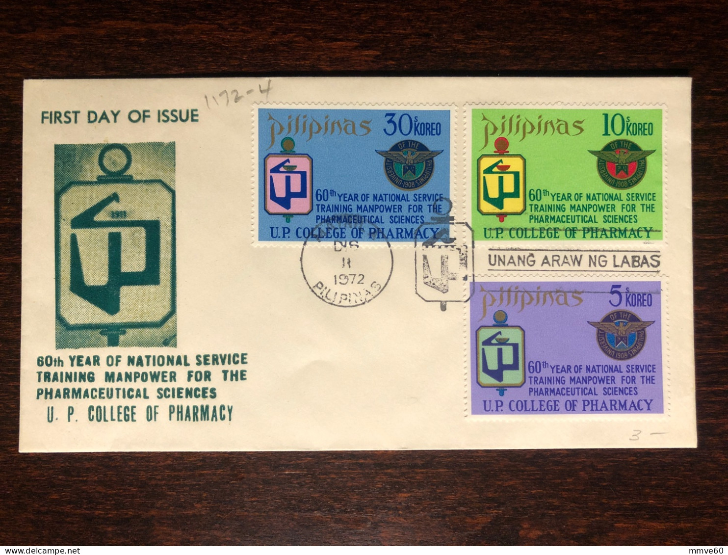 PHILIPPINES FDC COVER 1972  YEAR PHARMACY PHARMACOLOGY PHARMACEUTICAL HEALTH MEDICINE STAMPS - Philippines