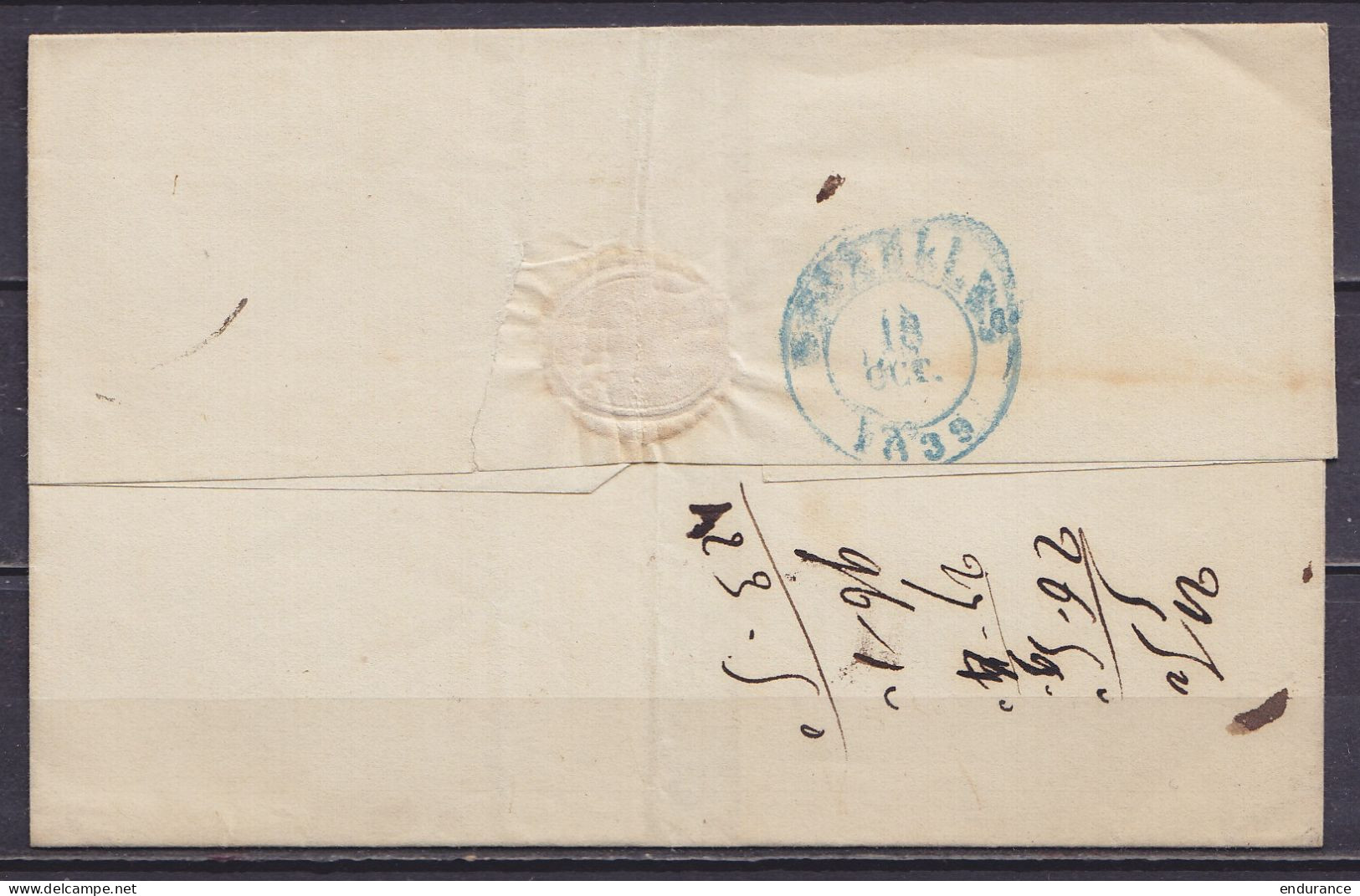 LSC (sans Contenu) Càd BEVERLOO /17 OCT 1839 Pour Capitaine Commandant Des Voltigeurs Du 2e Bataillon 10e Régiemnt D'Inf - 1830-1849 (Belgique Indépendante)