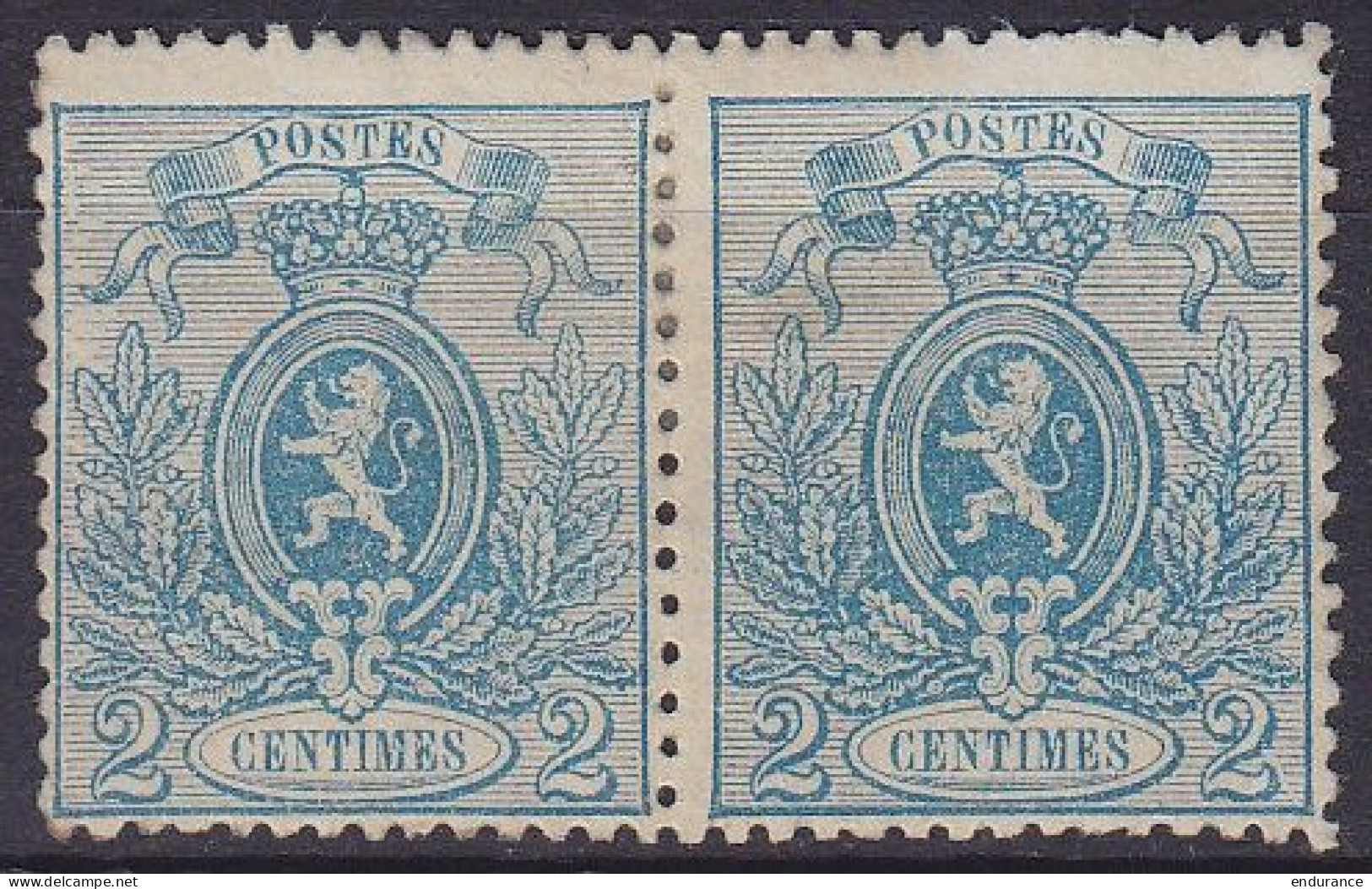 Belgique - Paire N°24 (*) 2c Petit Lion - 1866-1867 Coat Of Arms