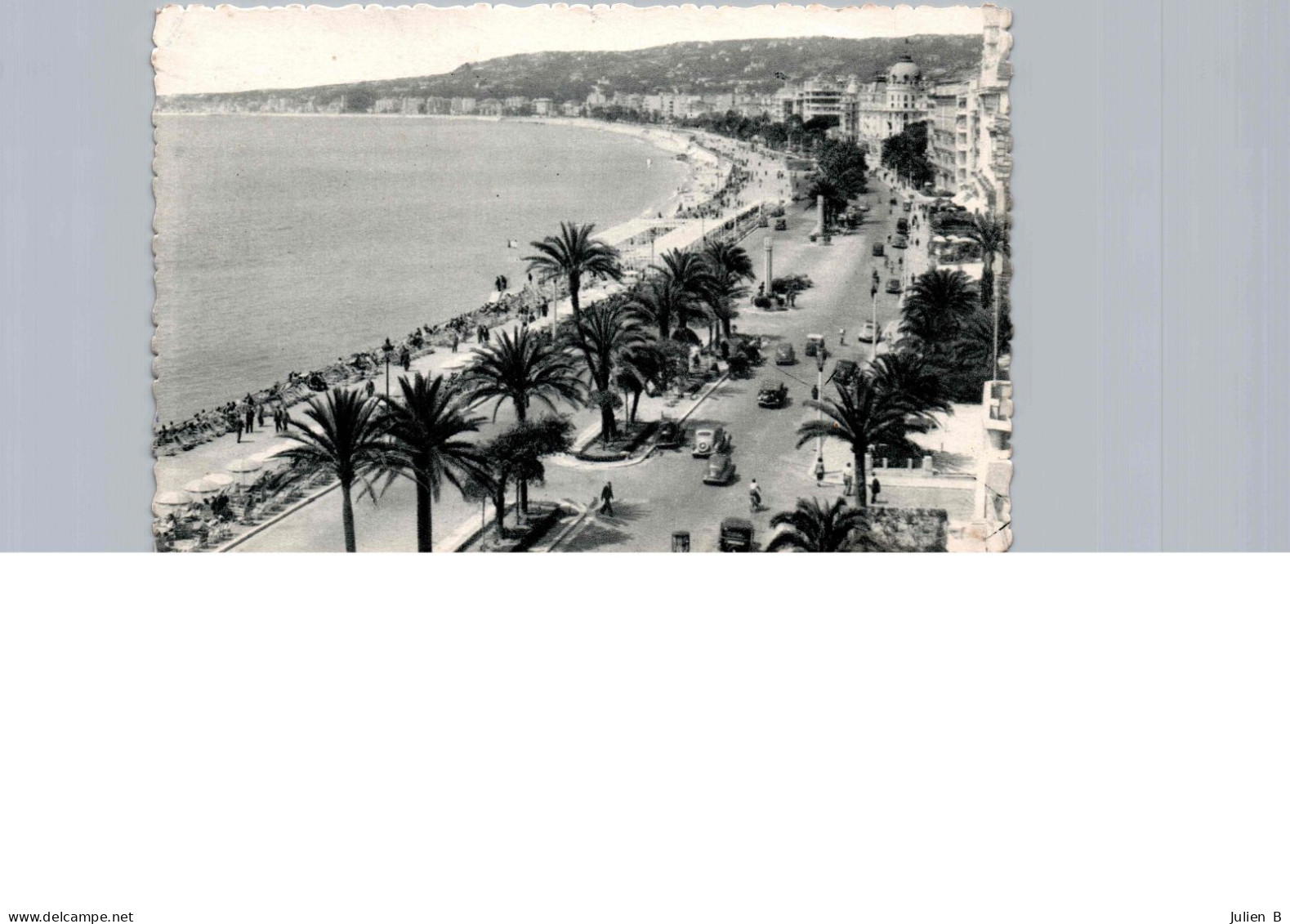Nice, Promenade Des Anglais, Vue Prise De L'hotel Ruhl, 20 Juillet 1953, Timbre 8f - Places, Squares