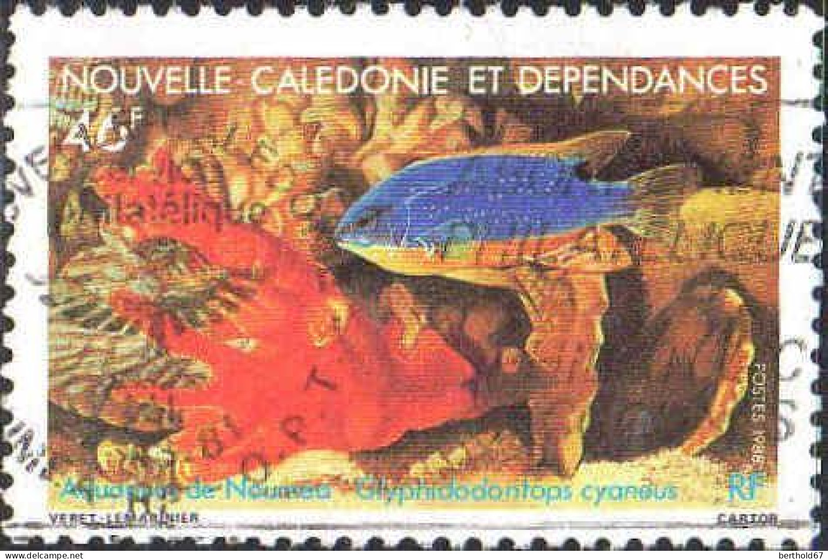 Nle-Calédonie Poste Obl Yv: 552 Mi:822 Glyphidodontops Cyaneus (Belle Obl.mécanique) - Used Stamps