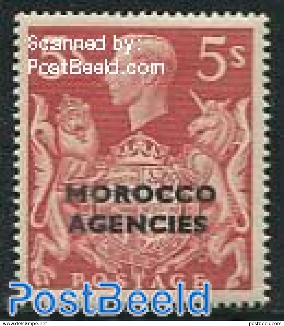 Great Britain 1949 5Sh, Morocco Agencies, Stamp Out Of Set, Mint NH, History - Ungebraucht