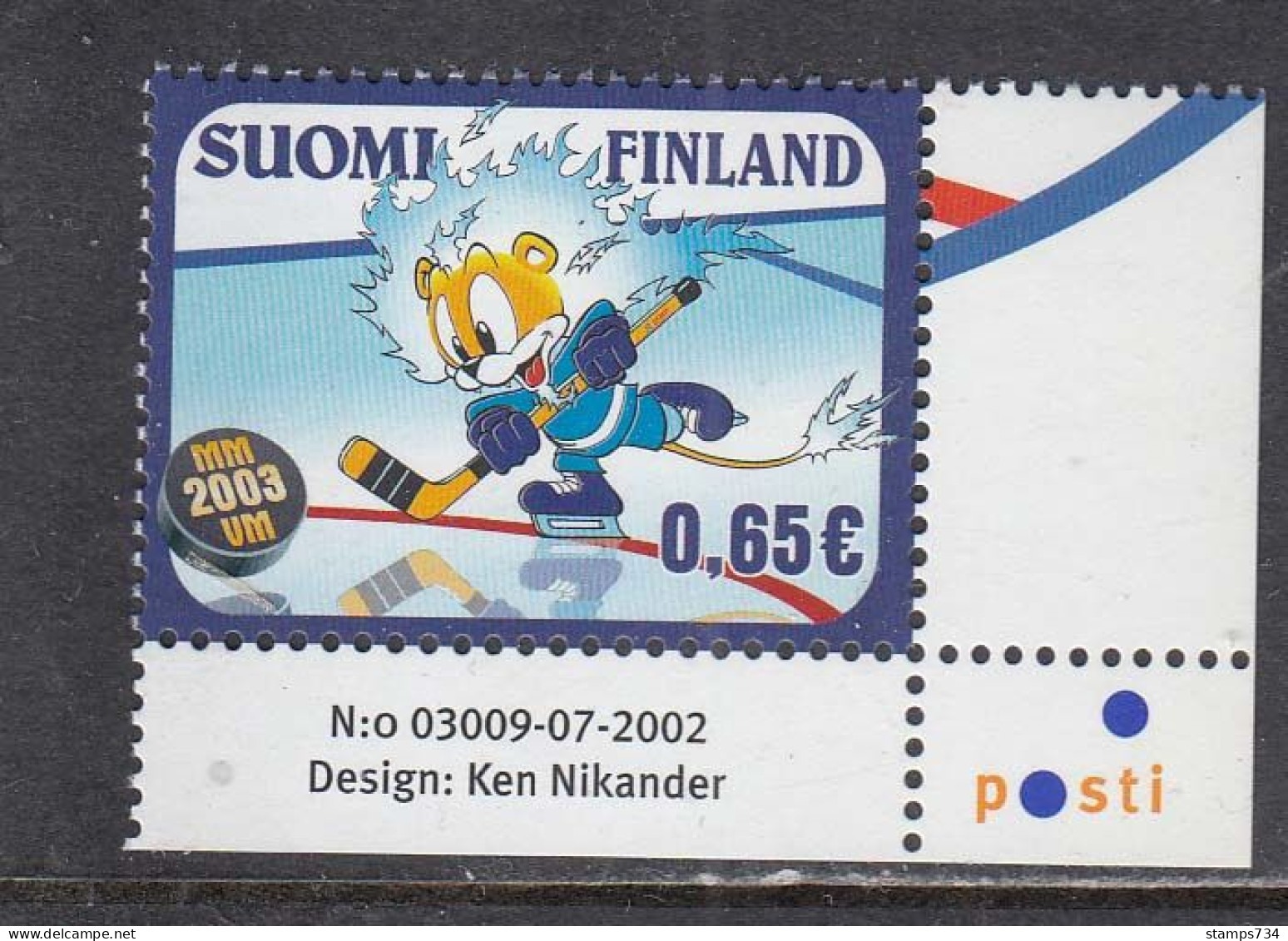 Finland 2003 - Eishockey-WM, Mi-Nr. 1645, MNH** - Unused Stamps