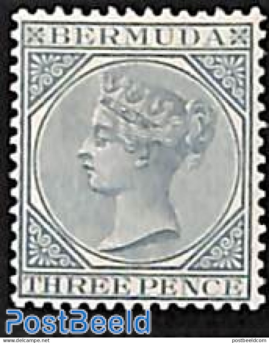 Bermuda 1883 3p, Grey, Stamp Out Of Set, Unused (hinged) - Bermudes