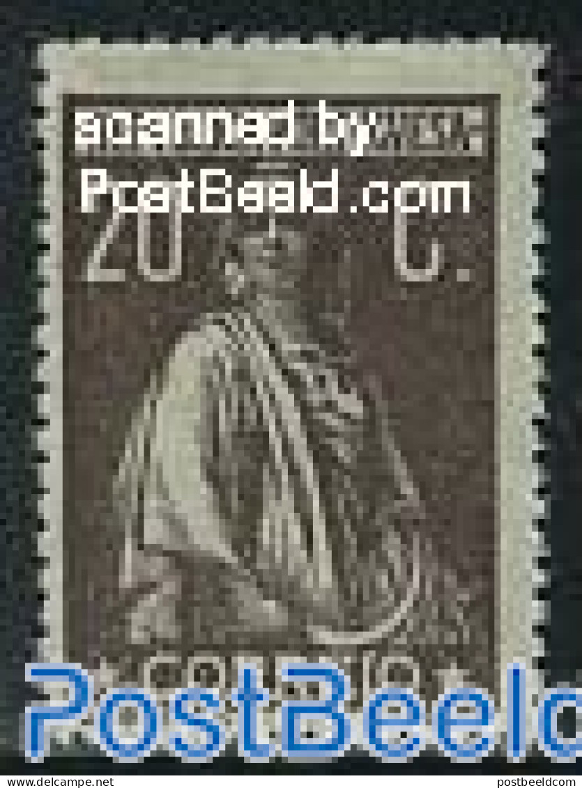 Portugal 1917 20c Brown, Perf. 15:14, Stamp Out Of Set, Unused (hinged) - Neufs