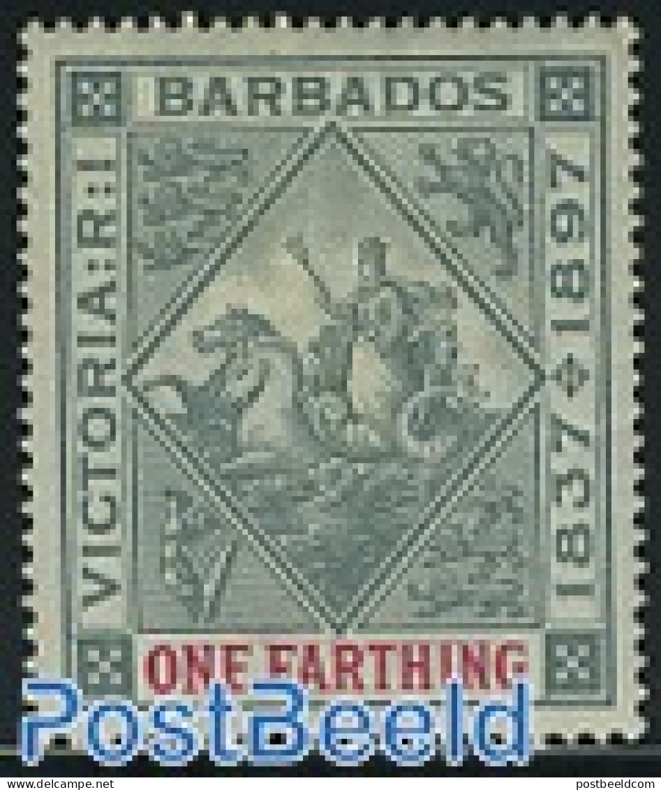 Barbados 1897 1Fa, Stamp Out Of Set, Unused (hinged), Nature - Horses - Barbades (1966-...)