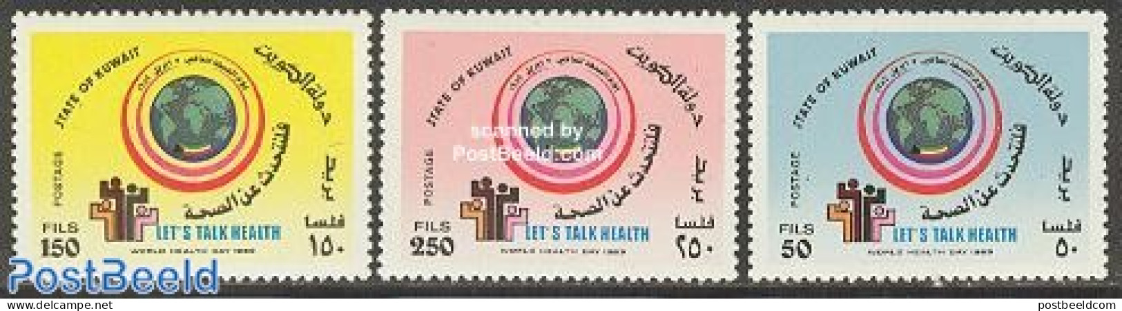 Kuwait 1989 World Health Day 3v, Mint NH, Health - Health - Koweït