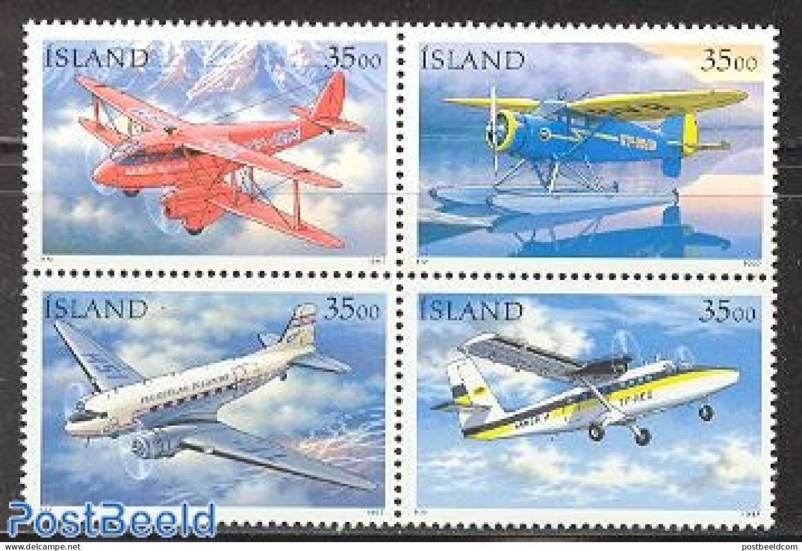 Iceland 1997 Postal Planes 4v [+] Or [:::], Mint NH, Transport - Post - Aircraft & Aviation - Ungebraucht